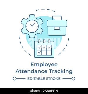 Employee attendance tracking soft blue concept icon Stock Vector
