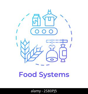 Food systems blue gradient concept icon Stock Vector