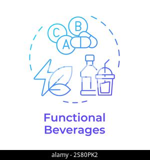 Functional beverages blue gradient concept icon Stock Vector