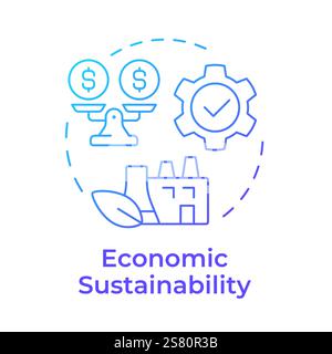 Economic sustainability blue gradient concept icon Stock Vector