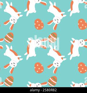 Cute easter bunny and egg pattern design for festive decoration projects. Stock Vector