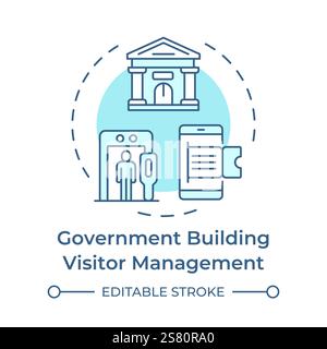 Government building visitor management soft blue concept icon Stock Vector