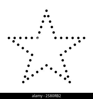 Star black dotted lines. Five pointed star Stock Vector