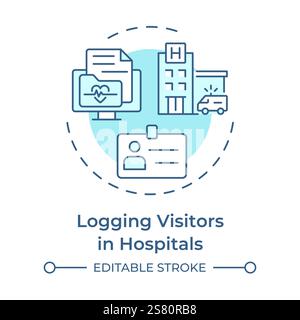 Hospital visitors logging soft blue concept icon Stock Vector