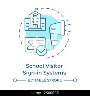 School visitor sign in systems soft blue concept icon Stock Vector