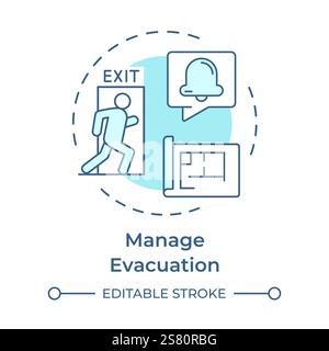 Manage evacuation soft blue concept icon Stock Vector