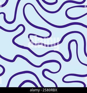 Seamless abstract pattern with squiggles and scribbles. Weaved curved lines. Chaotic ink scribbles decorative texture. Messy doodles, wavy and curly l Stock Vector