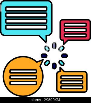 Group of speech bubbles with outline in eps vector for any design Stock ...