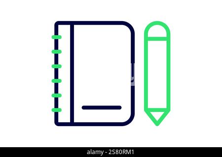 Agenda icon. line icon style. book with pencil. icon related to time and date. time elements vector illustration Stock Vector