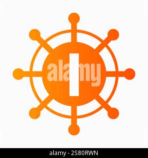 Initial Letter I Sailing Logo Design Vector Template Concept with Steering Ship Symbol Stock Vector