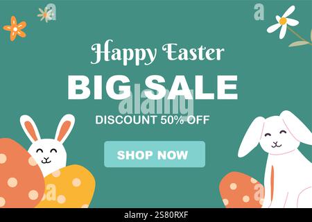 Happy easter big sale design with geometric elements for promotional cards. Stock Vector
