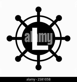 Initial Letter L Sailing Logo Design Vector Template Concept with Steering Ship Symbol Stock Vector