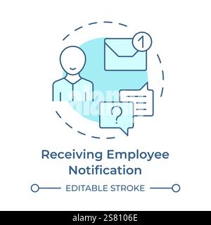 Receiving employee notification soft blue concept icon Stock Vector
