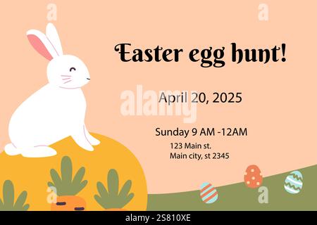 Happy easter egg hunt invitation with geometric design for april event. Stock Vector