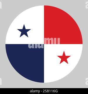 Flag of Panama round shape, national symbol Stock Vector