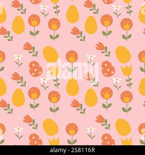 Happy easter geometric floral pattern - ideal for seasonal design and craft projects. Stock Vector