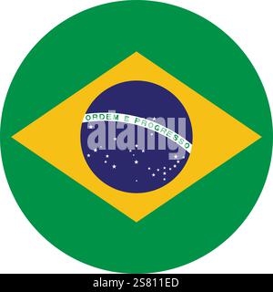 Flag of Brazil round shape, national symbol Stock Vector