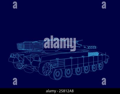Blue tank with a blue outline. The tank is in the middle of the image ...