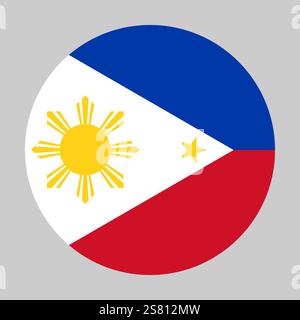 Flag of Philippines round shape, national symbol Stock Vector