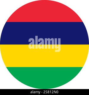 Flag of Mauritius round shape, national symbol Stock Vector