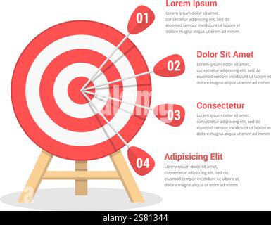Target with four arrows, four steps to your goal, vector eps10 ...