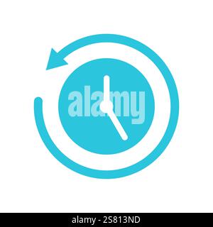 Time Reverse Icon. Isolated on white background. Blue icon set Stock Vector