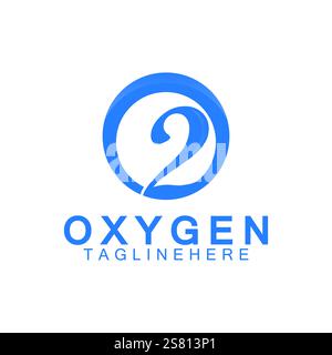 Creative and simple Oxygen Icon Logo design, o2, initial O and Number 2 logo Stock Vector