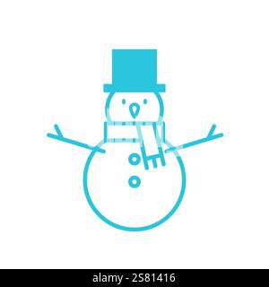 Snowman icon. Isolated on white background. Blue icon set Stock Vector