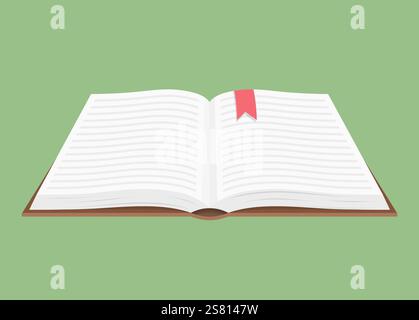 Open book with bookmark, flat design, vector eps10 illustration Stock Vector