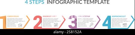 Four numbers with arrows and place for your text, four steps - infographic template, vector eps10 illustration Stock Vector