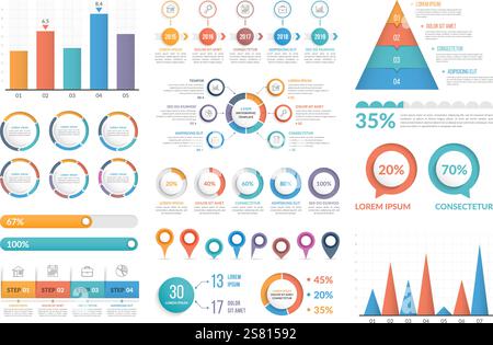 Six options bar chart template for presentation. Vector illustration ...