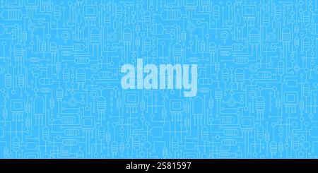 image of a circuit board with many small squares and lines. The image is abstract and has a futuristic feel to it Stock Vector