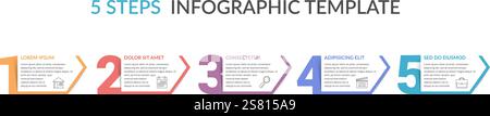 Six numbers with arrows and place for your text, six steps - infographic template, vector eps10 illustration Stock Vector