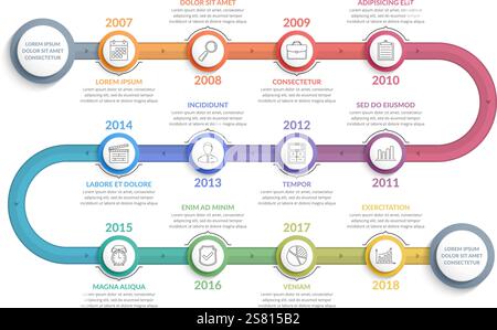 Timeline infographics template with 12 steps, workflow, process ...
