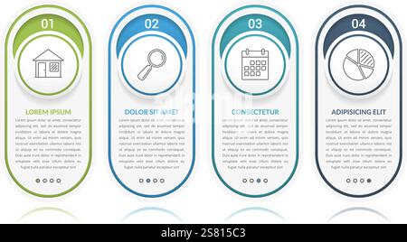 Set of infographic elements with numbers, line icons and place for your text, vector eps10 illustration Stock Vector