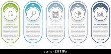 Set of infographic elements with numbers, line icons and place for your text, vector eps10 illustration Stock Vector