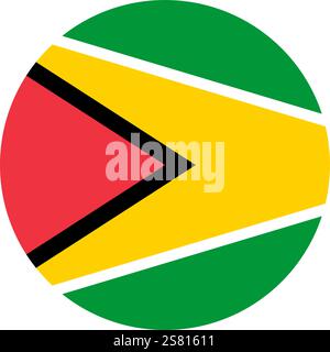 Flag of Guyana round shape, national symbol Stock Vector