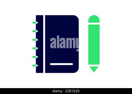 Agenda icon. solid icon style. book with pencil. icon related to time and date. time elements vector illustration Stock Vector