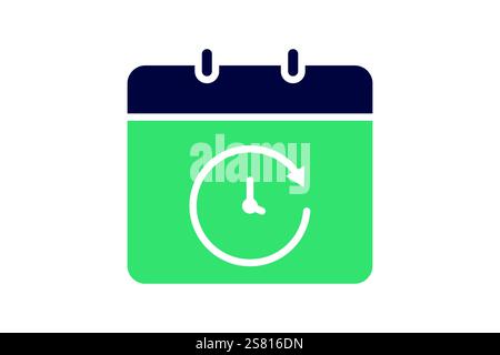Deadline icon. solid icon style. calendar with arrow. icon related to time and date. time elements vector illustration Stock Vector