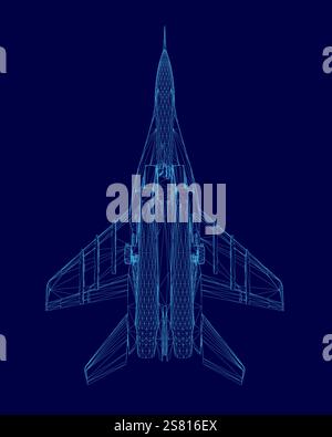 Blue jet is shown in a blue background. The jet is a fighter jet and is ...