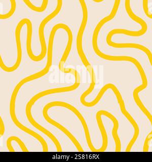 Seamless abstract pattern with squiggles and scribbles. Weaved curved lines. Chaotic ink scribbles decorative texture. Messy doodles, wavy and curly l Stock Vector