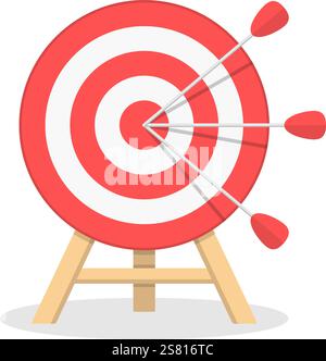 illustration of a red target with three arrows hitting the center Stock ...