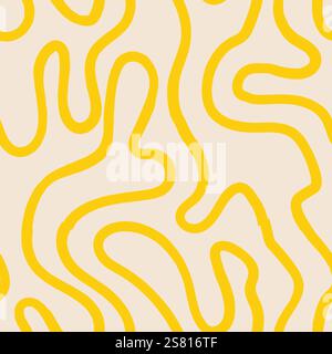 Seamless abstract pattern with squiggles and scribbles. Weaved curved lines. Chaotic ink scribbles decorative texture. Messy doodles, wavy and curly l Stock Vector