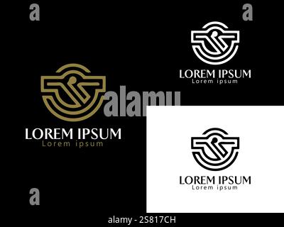 Modern Minimalist Icon Design with Gold Accents Elegant Branding Concept Stock Vector