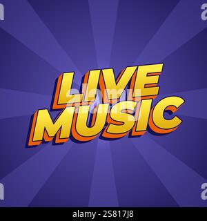 Live music. Text effect design in 3D style for social media marketing ads Stock Vector