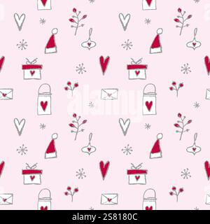 Seamless Magic, Merry Christmas Doodle pattern Stock Vector