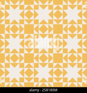 Geometric pattern with blue and yellow accents, seamless repeating patterns, vector art style, simple shapes, flat color blocks, retro design Stock Vector