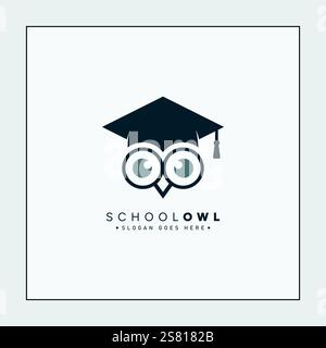 Education Owl Logo Design Template for School or Academy Stock Vector