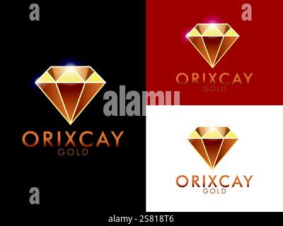 Diamond Gold Color Logo. Orixcay Gold: The Essence of Timeless Luxury Stock Vector