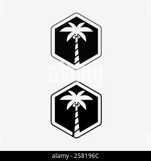 Palm tree and palm leaf logo design summer logo template vector illustration Stock Vector